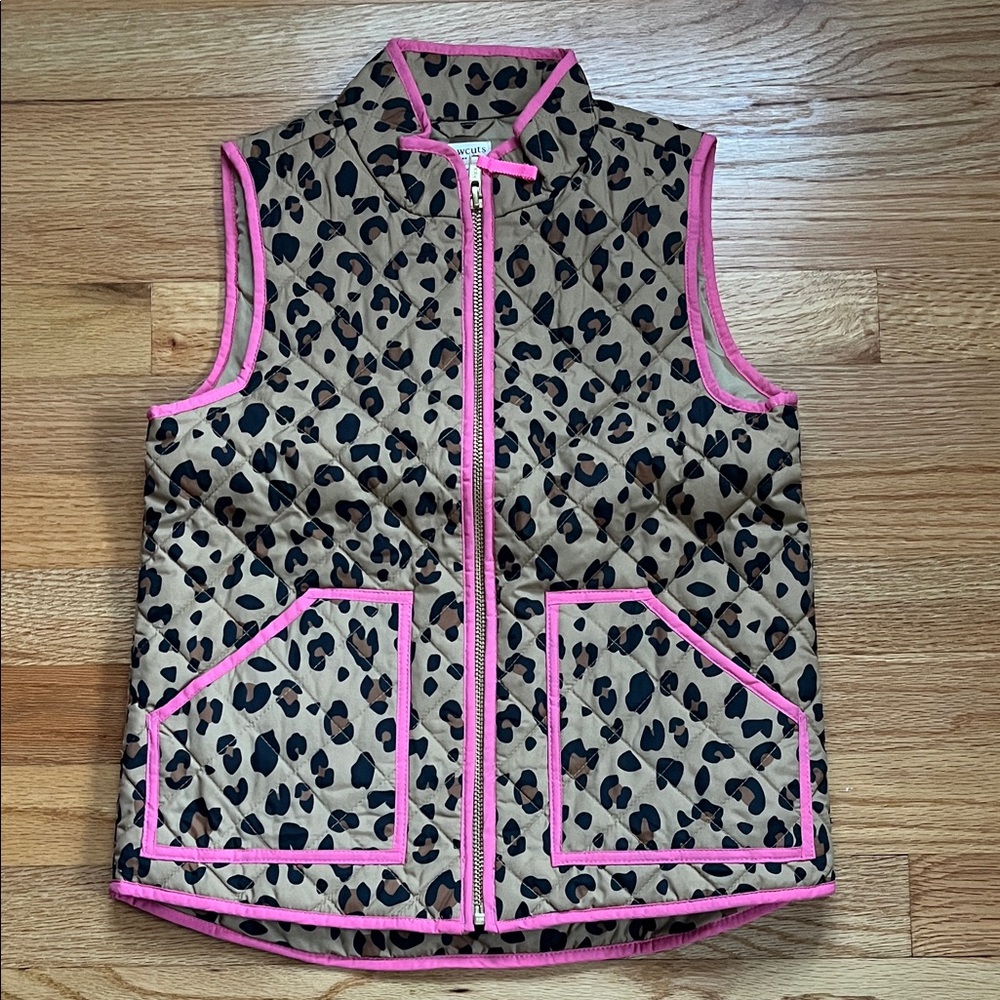 Crewcuts Leopard Print Vest with Pink Accents